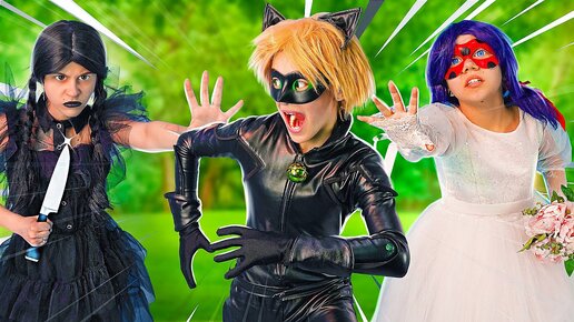 Bride Battle! Cat Noir has two brides: Wednesday and Ladybug - Survive them from 18 to 100 years!