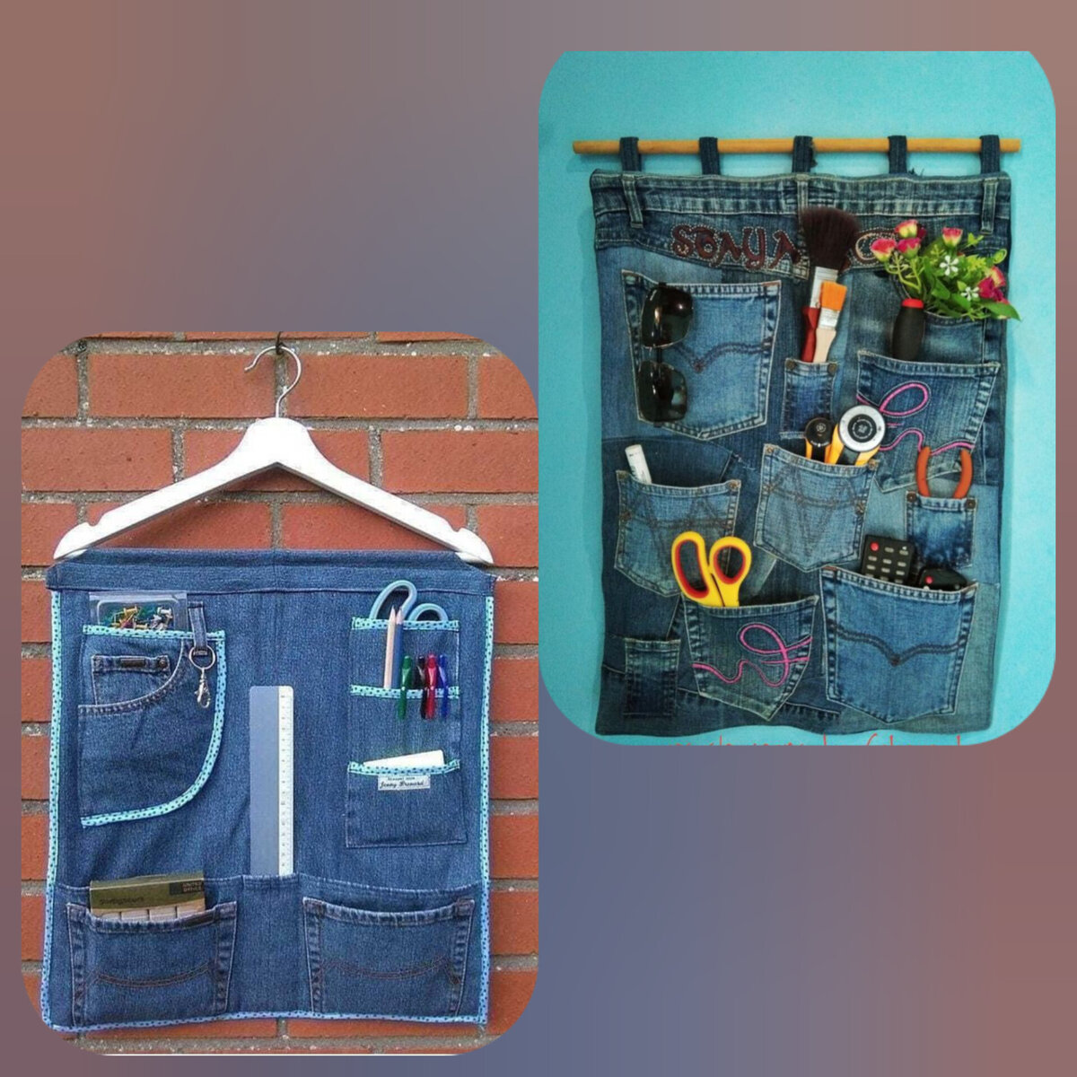 Органайзер из старых джинсов своими руками идеи | Upcycle clothes, Denim jacket, Sewing
