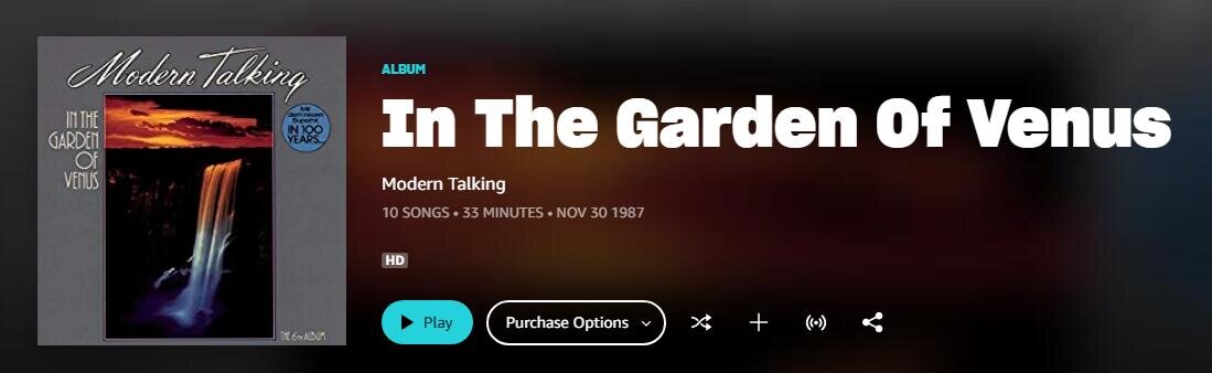 Modern Talking "In The Garden Of Venus - The 6th Album" (1987) - stream