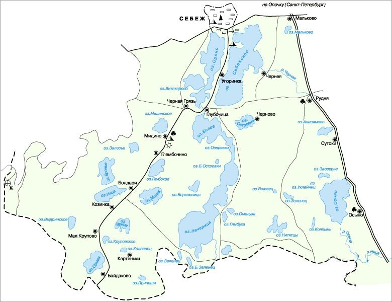 Подробная карта озер псковской области подробная