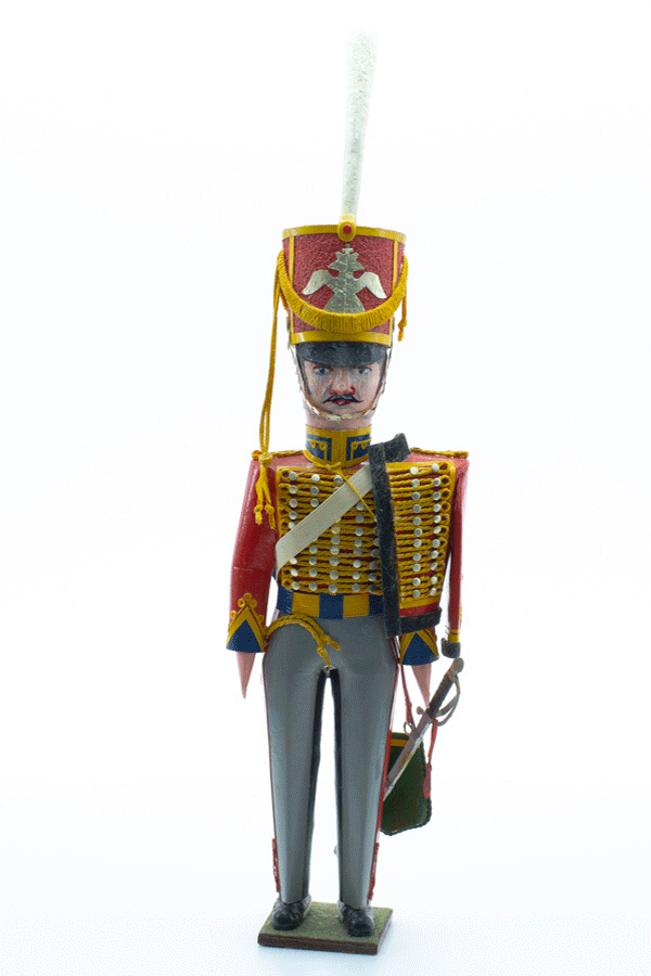 Миниатюра солдатика из бумаги «Рядовой. Гусарский полк» Российской империи XIX века.