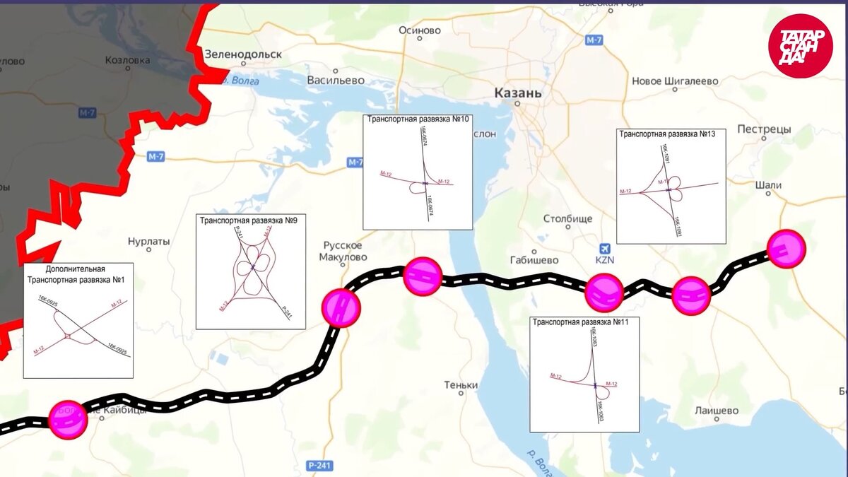 Карта трассы м12 по татарстану