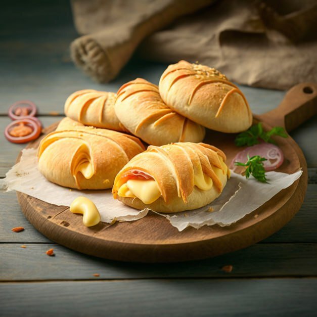 Рогалики с сыром и ветчиной