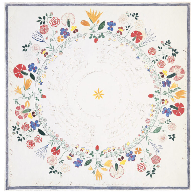 Polly Collins Wreath Brought by Mother’s Little Dove, 1853. Collection of Hancock Shaker Village, Pittsfield, MA