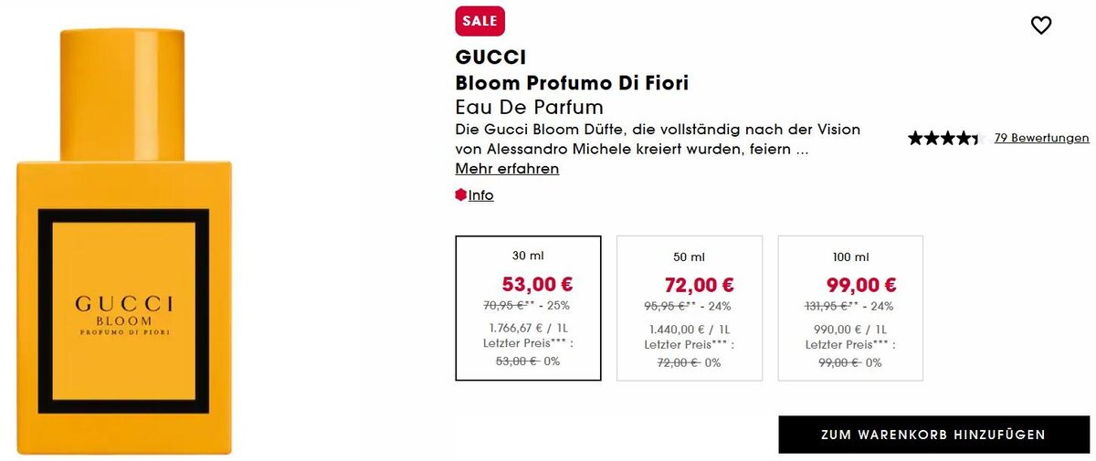 Gucci bloom hotsell 100ml sephora