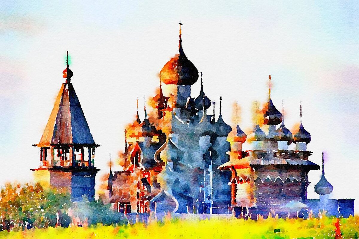 Кижи, акварель, весна 2021 год