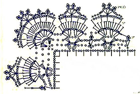 Шаль крючком с каймой схема