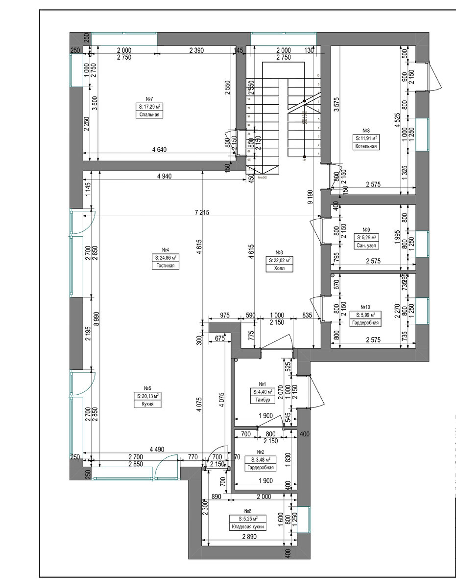 Обмерный план первого этажа