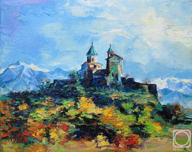 Кахетия осенью. Монастырь Греми. Этюд Автор: Наирашвили Марина. Источник: https://artnow.ru/ru/gallery/3/22461/picture/0/558538.html?sen=8k&wid=422258