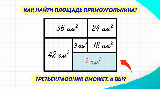 Как найти площадь этого прямоугольника? Попробуйте решить! | Математика