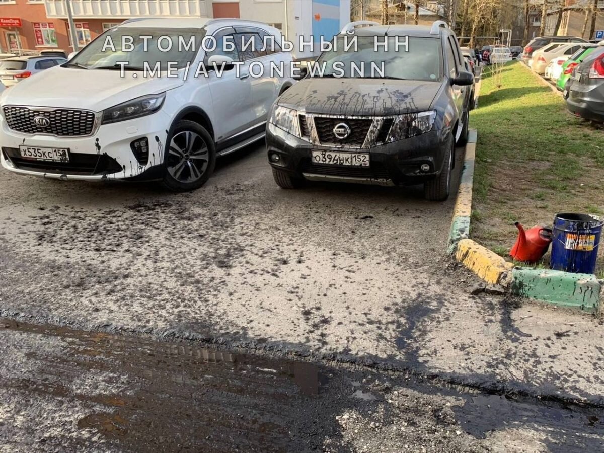    Припаркованные машины испачкали в ЖК Анастасия Красушкина