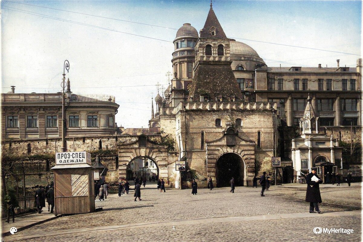 Ильинские ворота фото Москва 1920-х в цвете Now&Then Russia Дзен