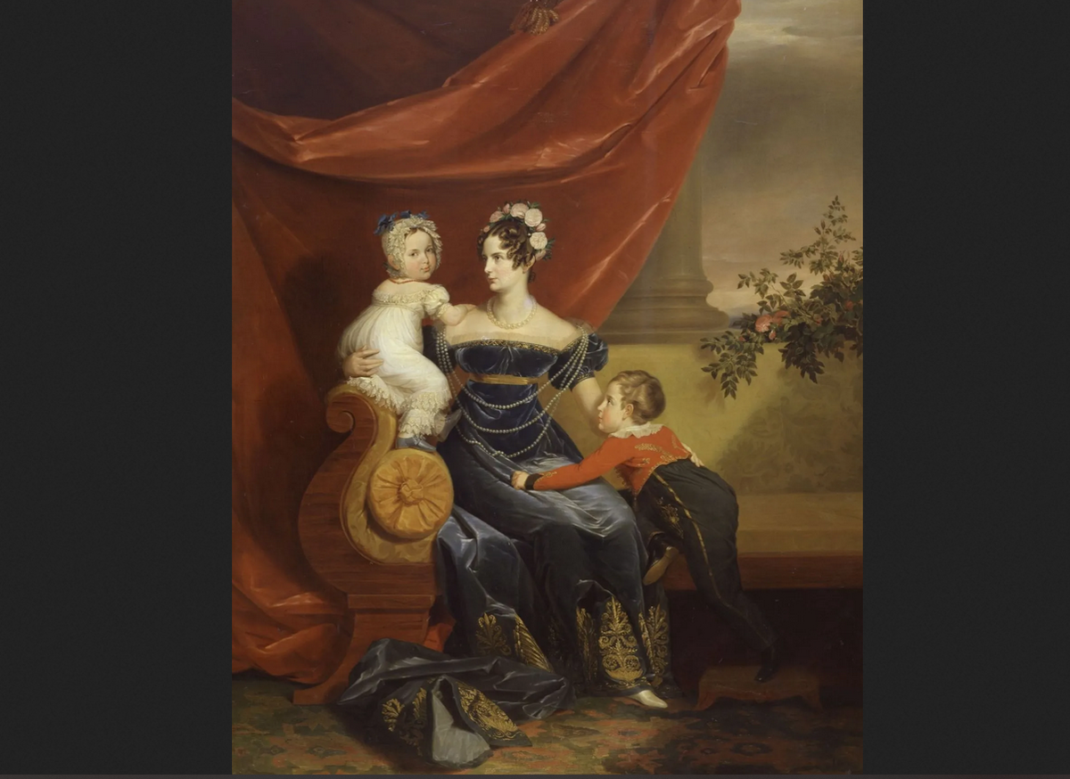 Джордж Доу. "Портрет Александры Федоровны с детьми", 1824 .