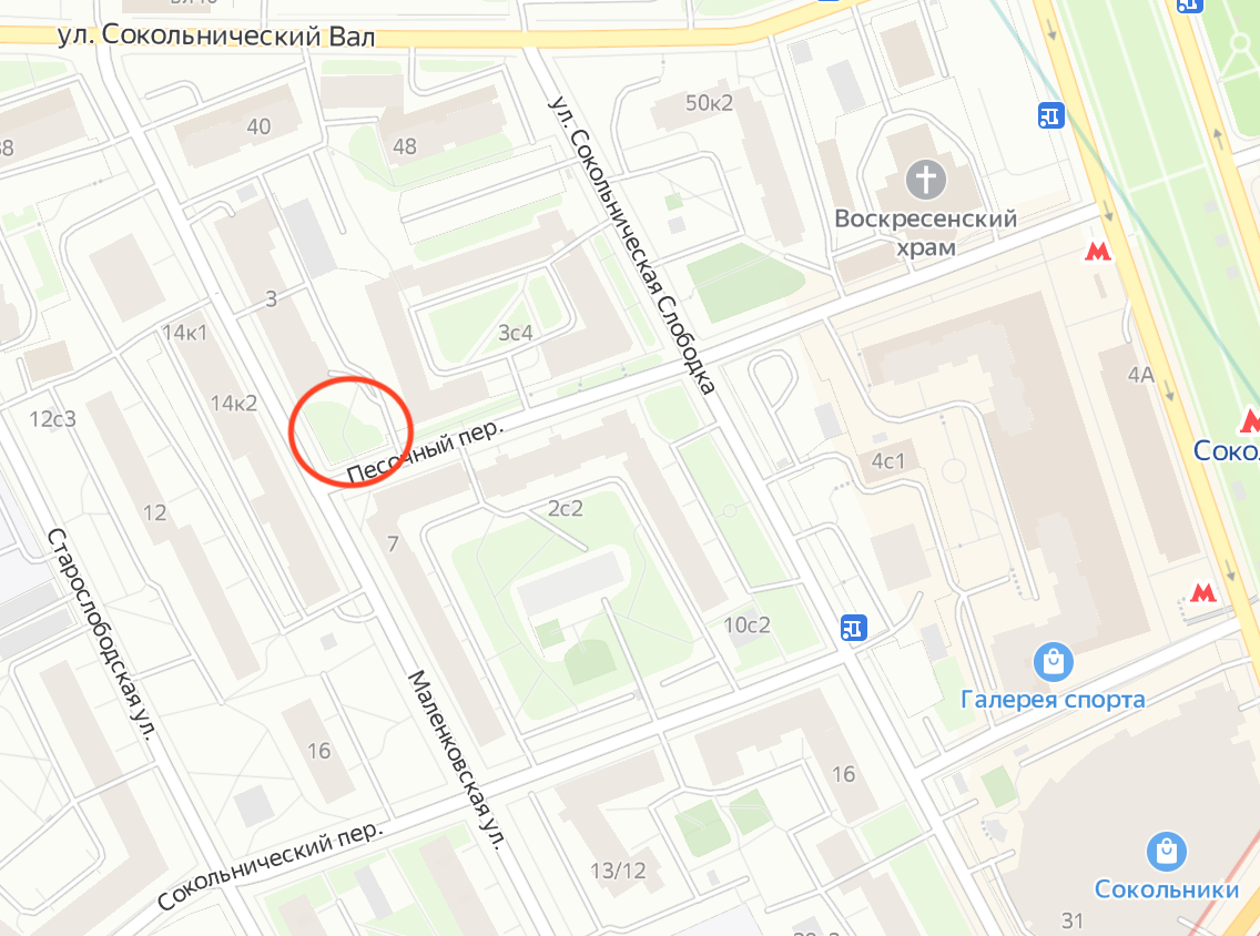 Ресторан "Золотой Якорь" находился там, где красный кружок. Яндекс.Карты.