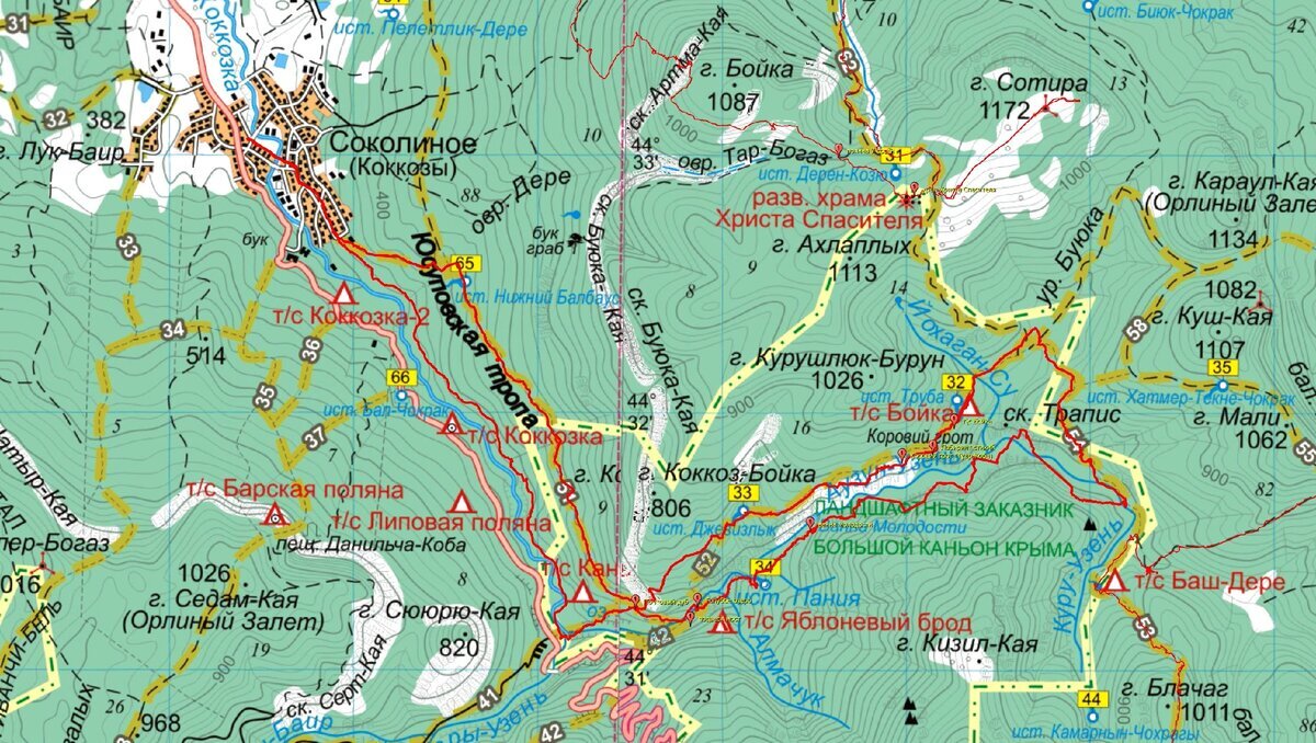 Большой каньон в крыму на карте схема протяженность