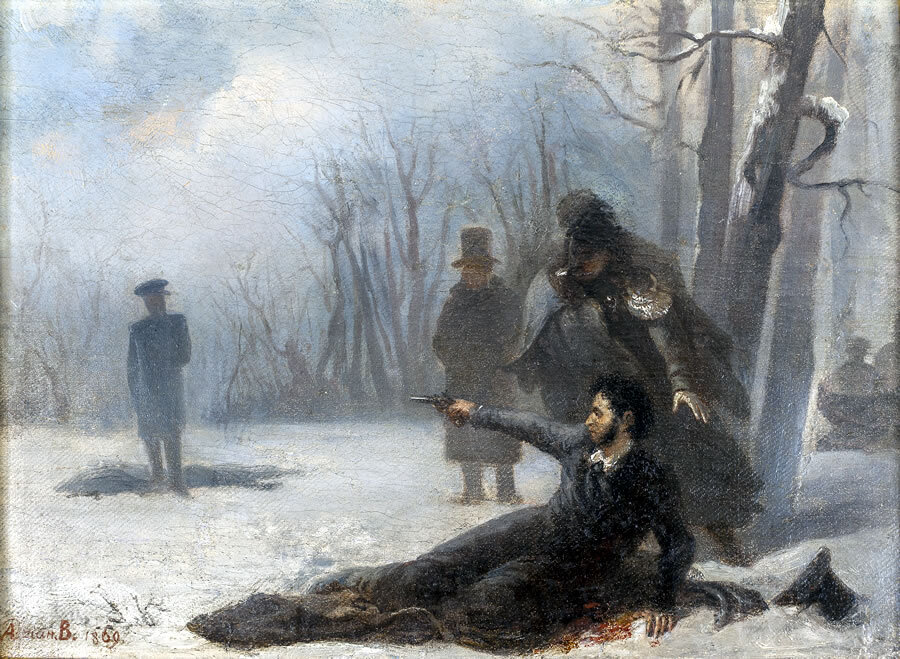 Дуэль А.С. Пушкина с Дантесом. А.М. Волков, 1869. Всероссийский музей А.С. Пушкина. 