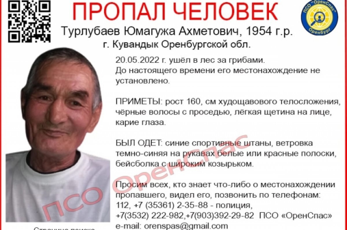    В Кувандыке возобновили поиски без вести пропавшего в прошлом году грибника.