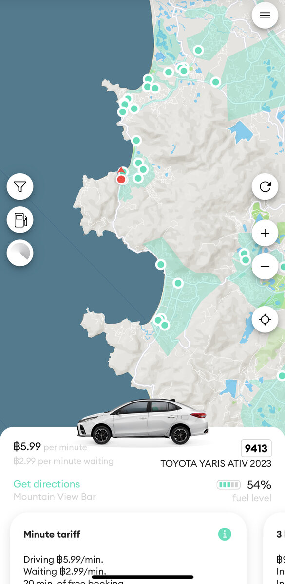 Машины и цены. 6 бат в минуту - примерно 13-18 рублей