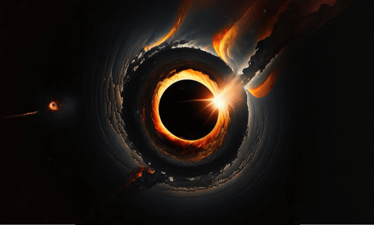    Когда объект, такой как звезда, попадает в черную дыру, он подвергается процессу, называемому «вырыванию приливов». Это означает, что гравитационное притяжение черной дыры разрывает звезду на атомы, прежде чем они достигнут горизонта событий.