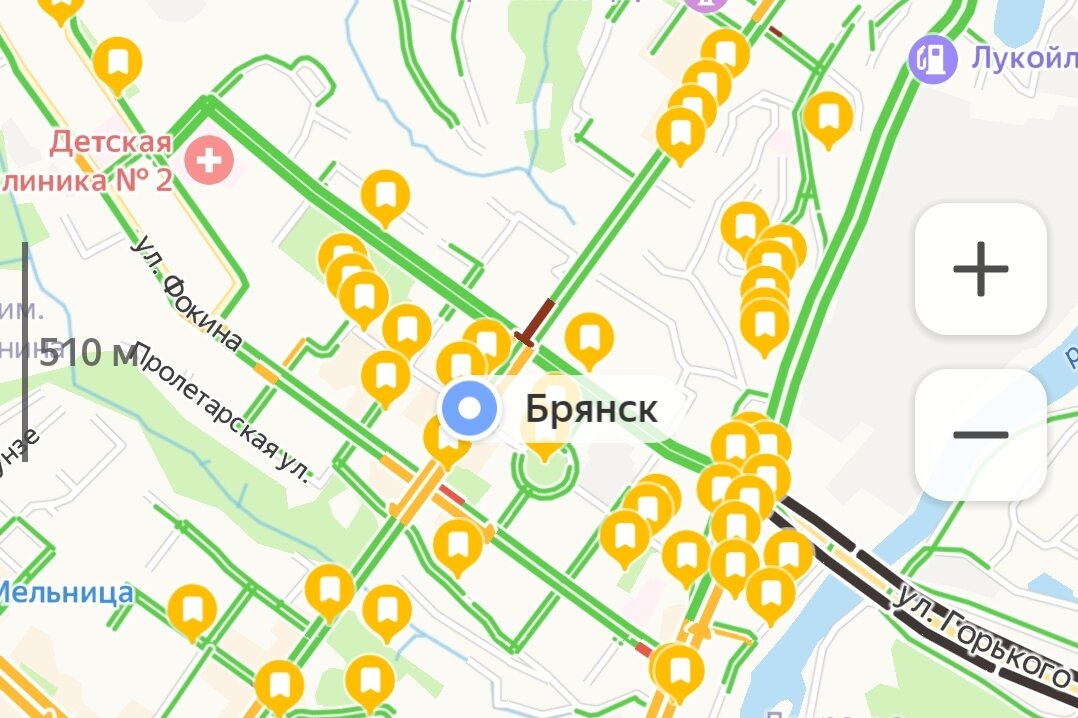 Фрагмент карты Брянска с моими метками