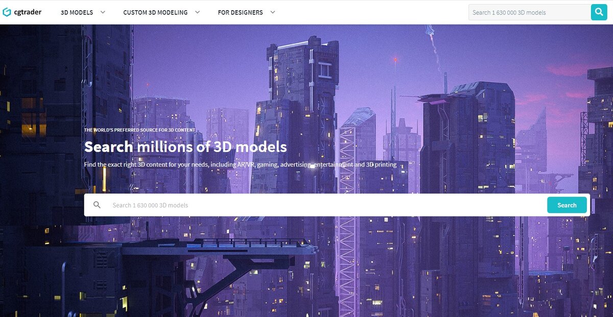 главная страница сайта Cgtrader