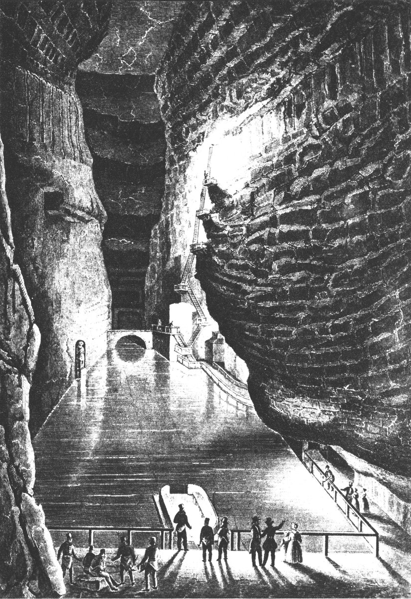 Соляная шахта в Величке (Польша, гравюра 1842 года)