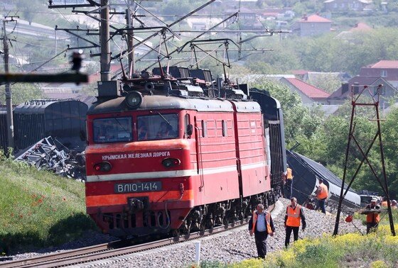    Республика Крым. На месте сошедших с рельсов вагонов на перегоне Симферополь — Севастополь