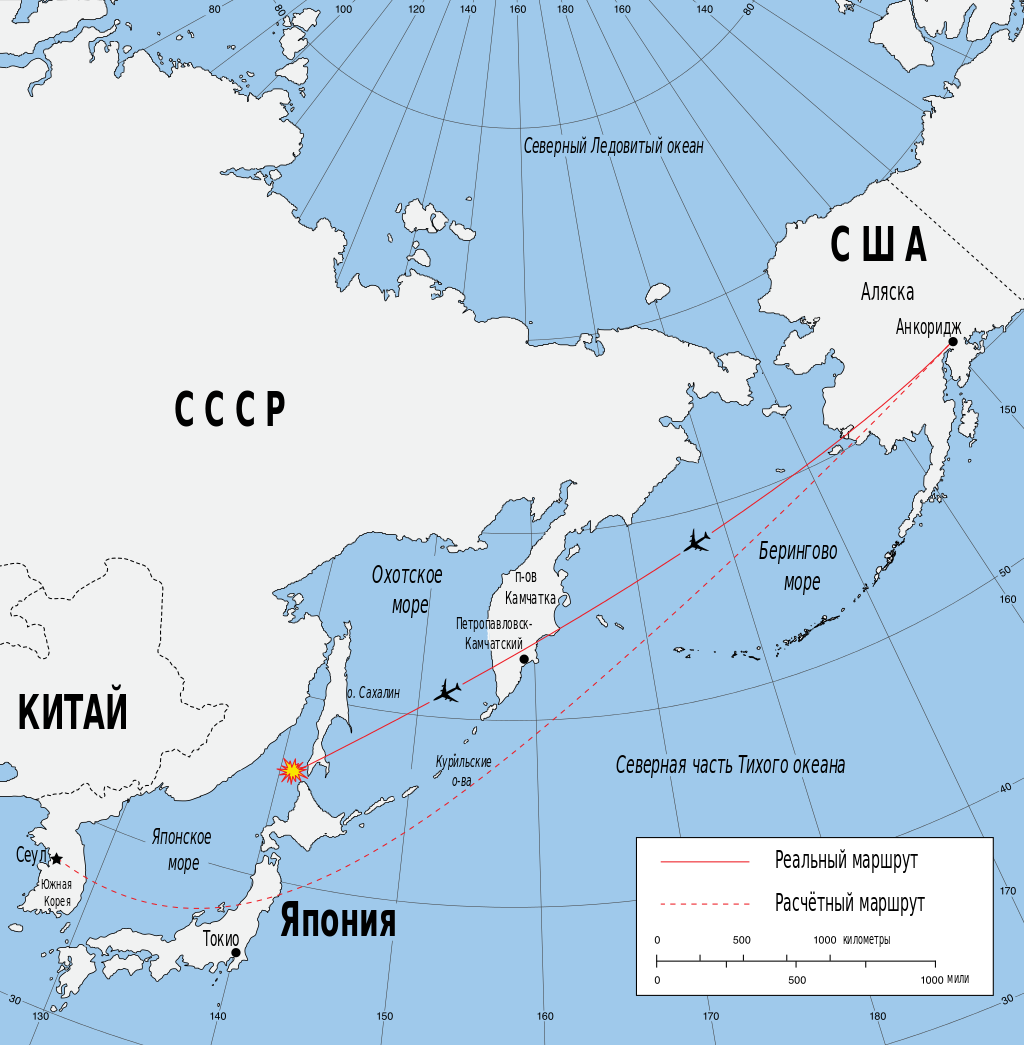 Карта полета опубликованная в Википедии .