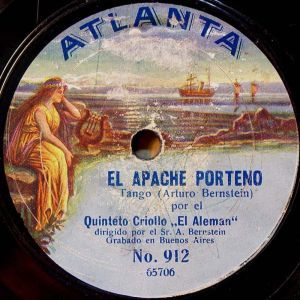 Лейбл "Atlanta" с записью Quinteto Criollo "El Aleman" под руководством Артуро Бернштейна.