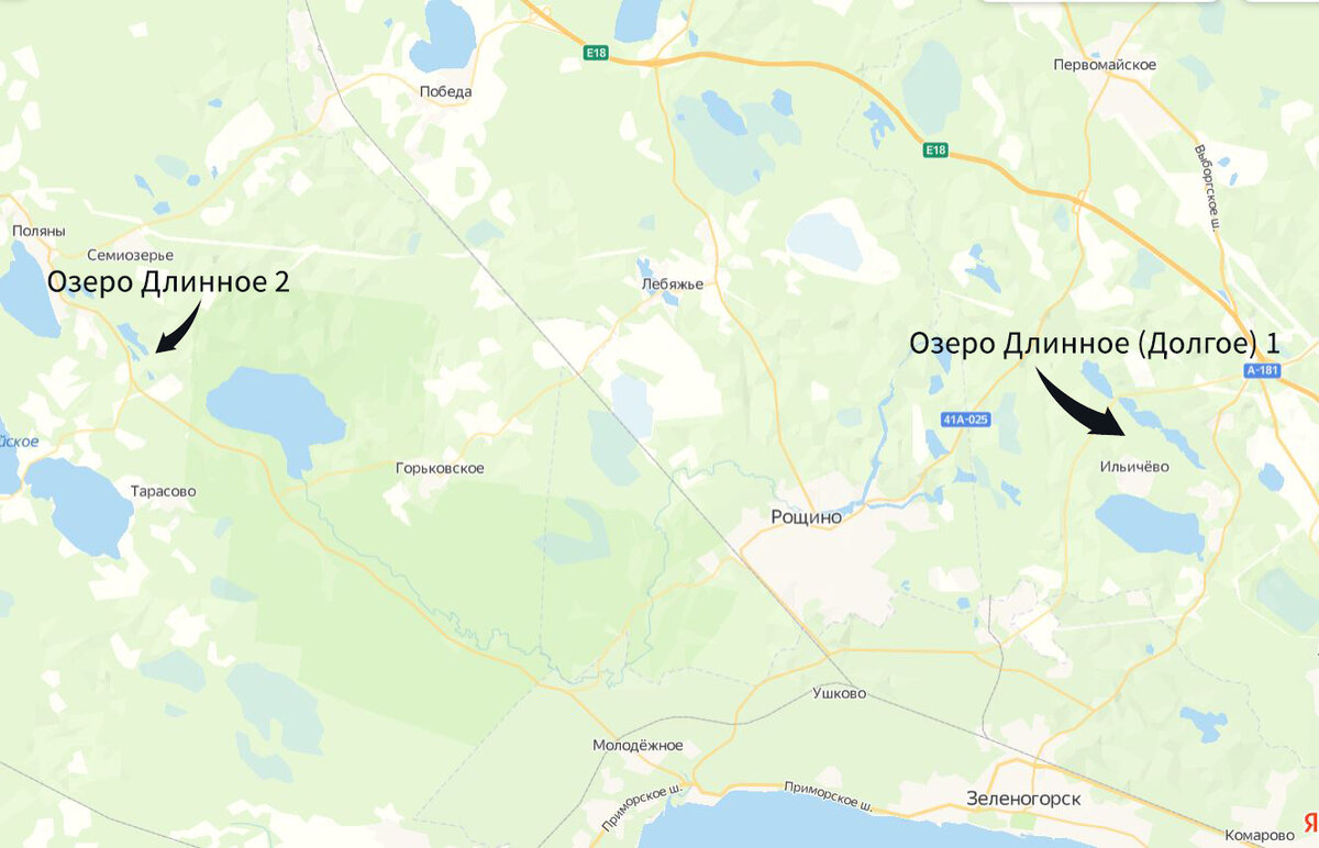 Два озера Длинных под Зеленогорском