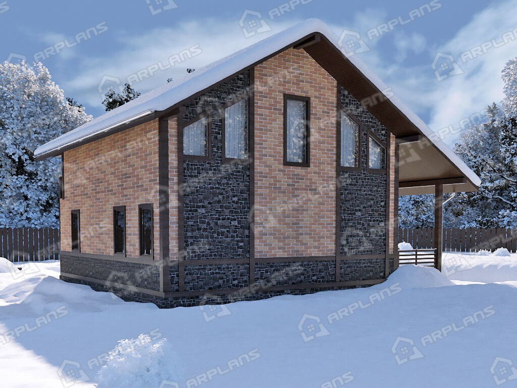 Фото 2 двухэтажного каркасного дома с мансардой, 3 спальнями, балконом, эркером, кабинетом, вторым светом и террасой. Общая площадь 170 кв м. Источник arplans.ru Проект И-007