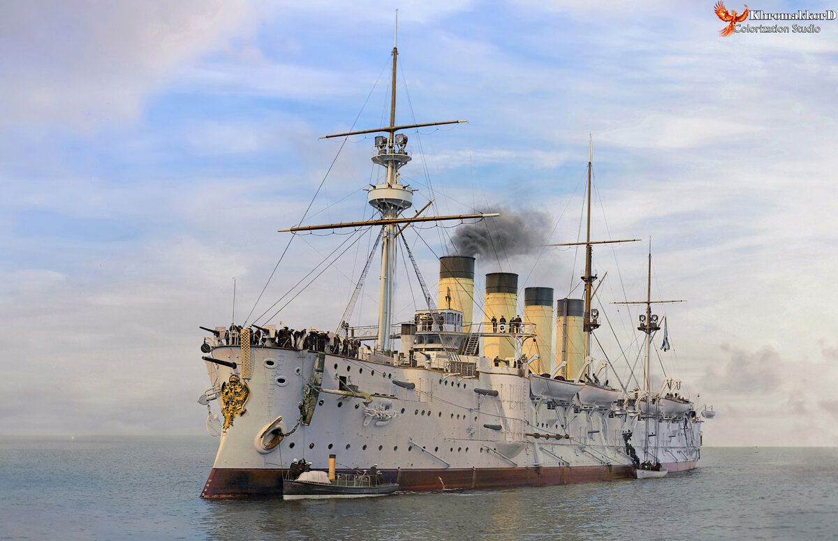 Броненосный крейсер "Громобой" во время визита в Австралию. 1901 год.

