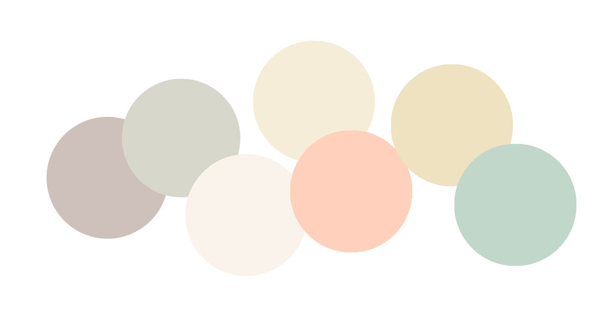 Пример цветовой палитры. Светлые, малоконтрастные цвета. На одной стене используем один цвет.