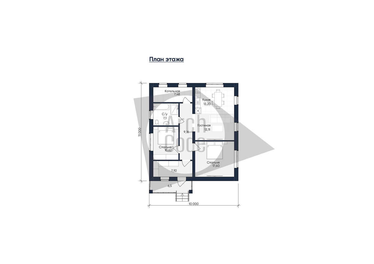 Проект уютного одноэтажного дома «Фрея» | ArchCode | Проектирование домов |  Дзен