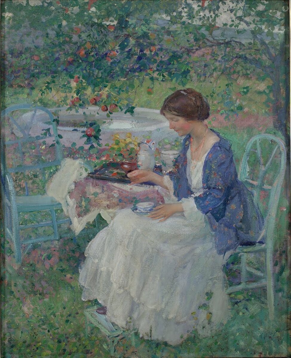 Утро барыни. Импрессионист Рихард Эмиль Миллер. Художник Richard Emil Miller (1875-1943). Ричард Миллер чаепитие в саду. Ричард Эмиль Миллер "Послеобеденный чай".