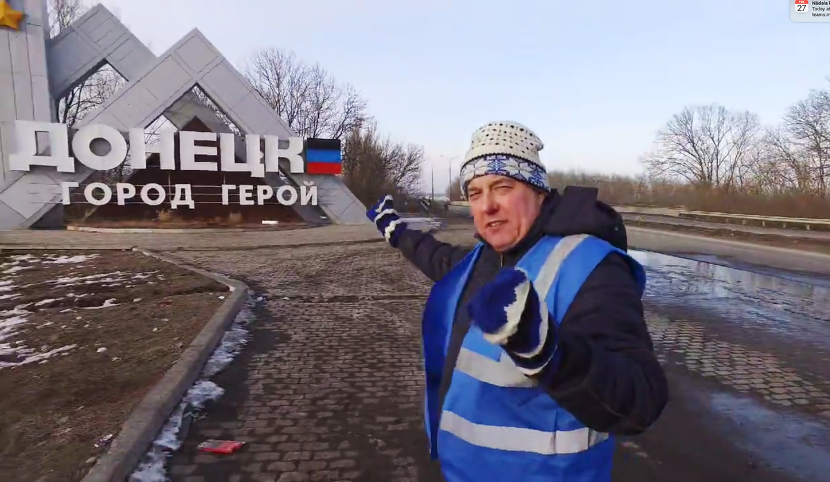 Айво Петерсон во время нахождения на оккупированных территориях Украины. Фото: Kaader Petersoni Videost