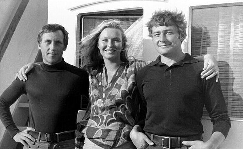 Владимир Высоцкий, Марина Влади и Всеволод Абдулов. Теплоход "Аджария" 1969 год.