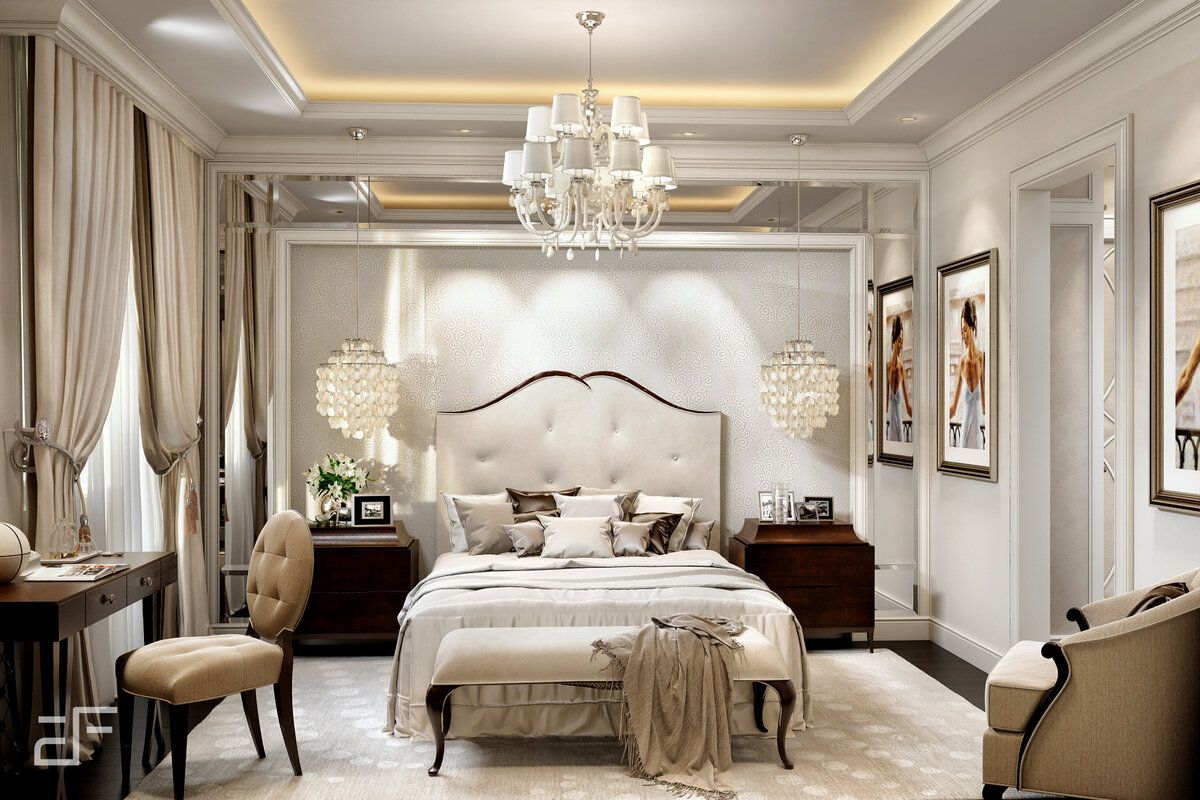 Дизайн интерьера спальни в стиле арт-деко