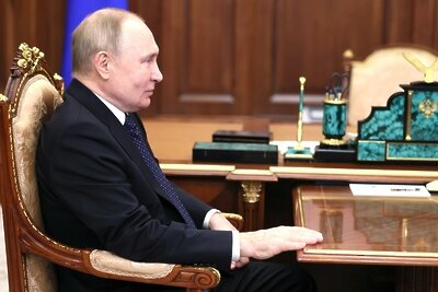    Президент РФ Владимир Путин на встрече с президентом, председателем правления Сбербанка Германом Грефом © Сайт президента России