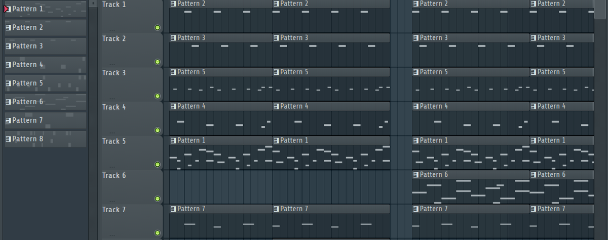 kick, clap, snare, hat, 808 bass и мелодические партии