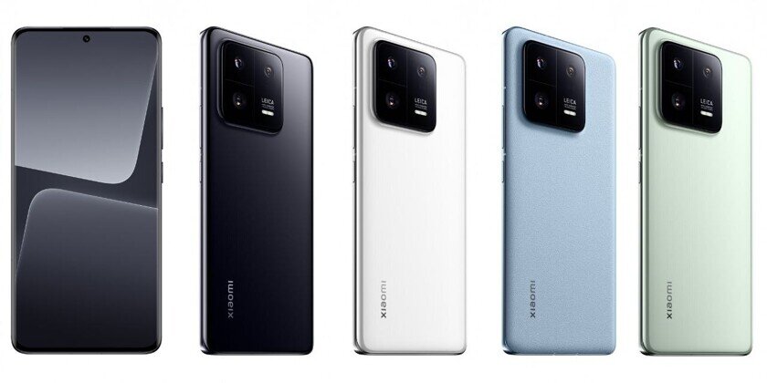    Внешний вид Xiaomi 13 Pro; у голубого варианта задняя поверхность кожаная, у остальных — керамическая