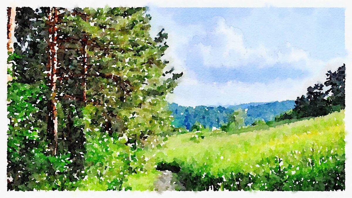 Теперь, давайте рассмотрим несколько примеров, чтобы показать, как все это работает. Представьте себе, что вы рисуете лесной пейзаж. Вы можете использовать линейную перспективу, чтобы создать иллюзию трехмерности. Добавьте светотень, чтобы создать глубину, и текстуру, чтобы создать иллюзию леса.