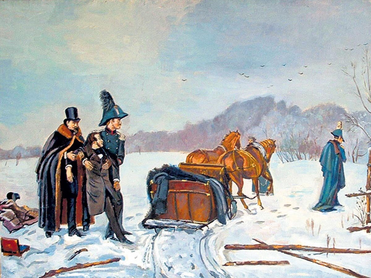 Картина «Дуэль Пушкина с Дантесом» художник А.А. Наумов
