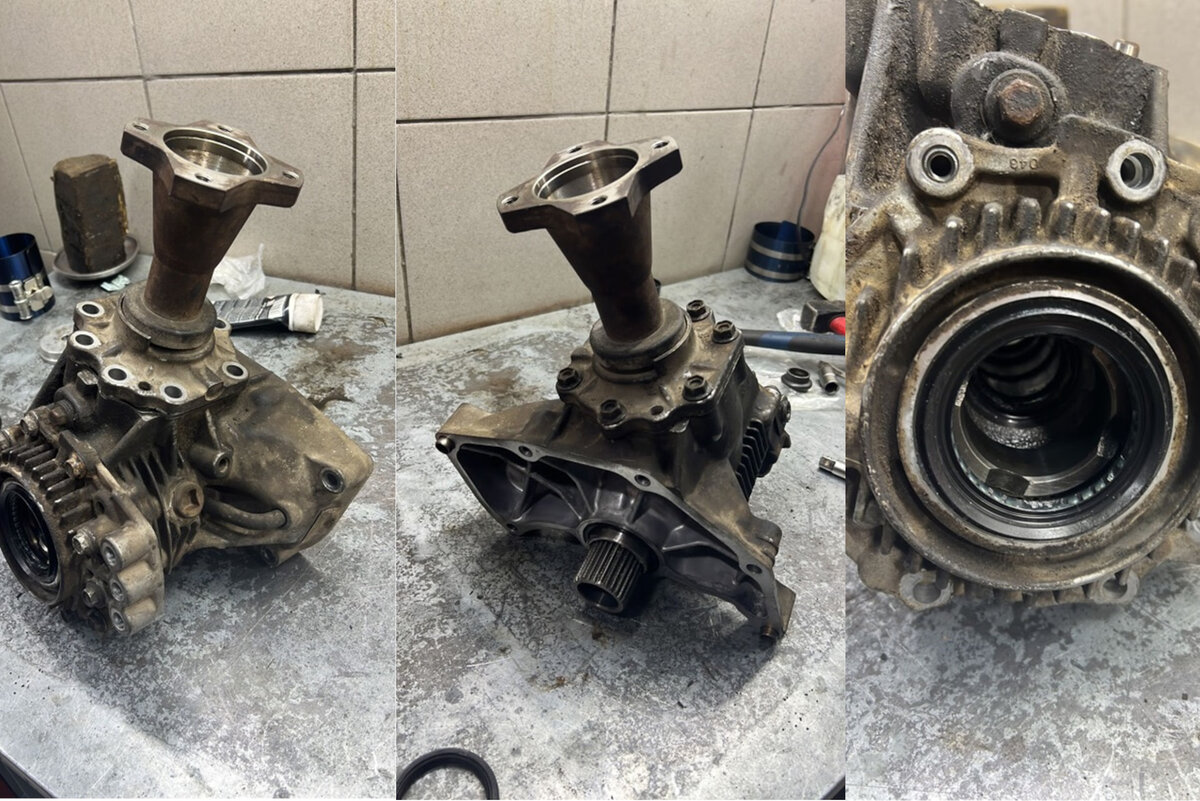 Для углубленной диагностики и выявления причины течи масла мы демонтировали угловой редуктор и полностью его разобрали.