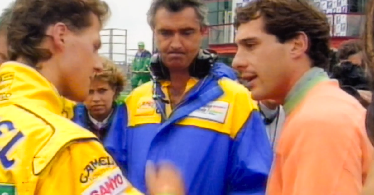 Спор Михаэля и Айртона после гонки во Франции.