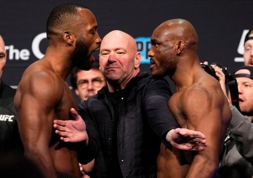    Дуэль взглядов Эдвардса и Усмана перед третьим боем.Zuffa LLC