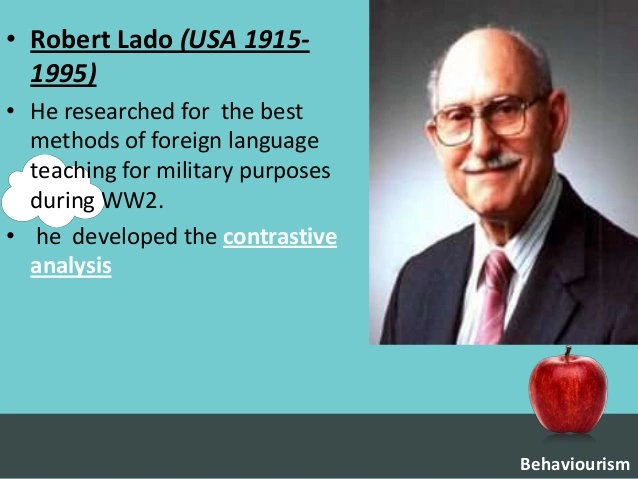 Роберт Ладо (США 1915-1995). Проводил исследования в поисках лучших методов обучения иностранному языку для военных целей во время Второй Мировой войны, а также разработал контрастивный анализ.