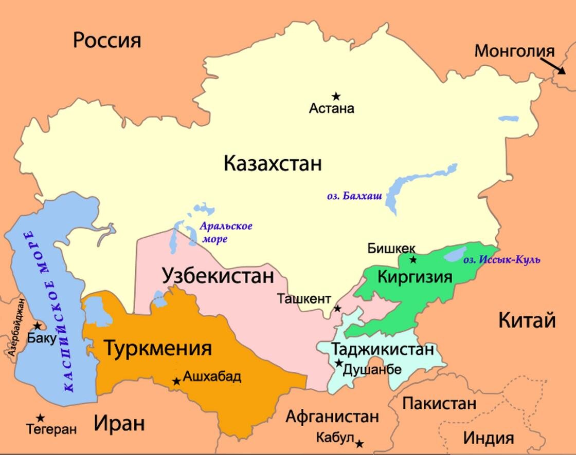    Казахстан и соседние страны:Wikimedia/Bestalex