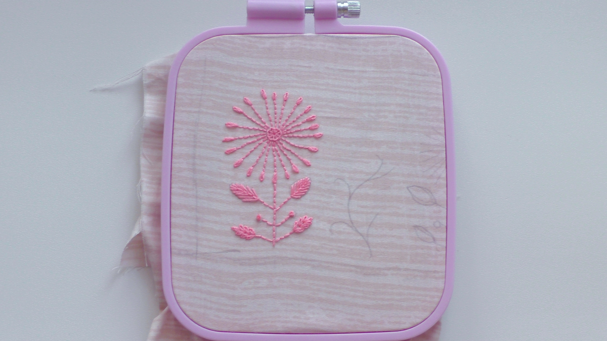 Часть вышивки юбки платья