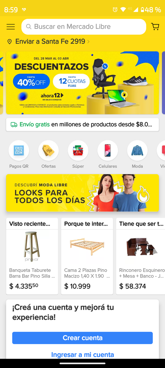 Главная страница MercadoLibre